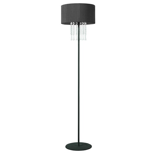 Elegancka lampa podłogowa Wenecja czarna glamour kryształki